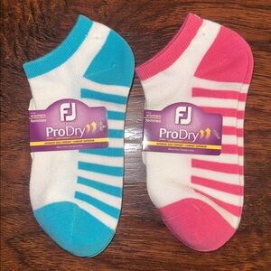 NWT FootJoy Women’s White, Pink, Turquoise Golf Socks (2 Pair)